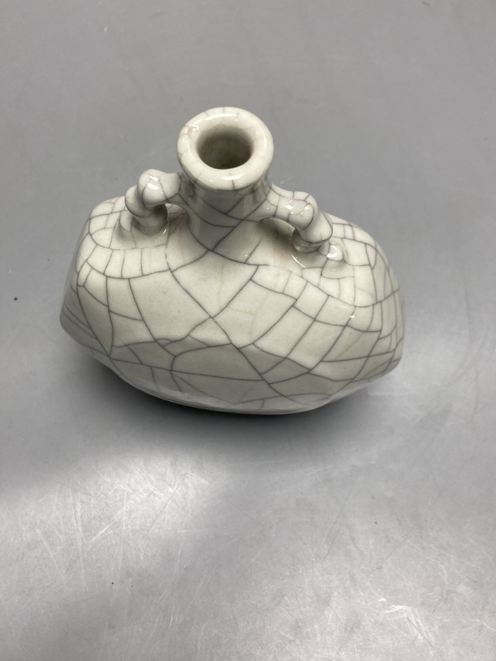 A small Chinese crackleware two-handled vase